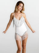 Silver White Shimmy Bodysuit