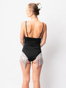 Silver Black Shimmy Bodysuit