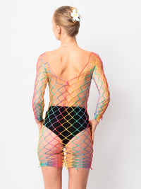 Rainbow Fishnet Dress