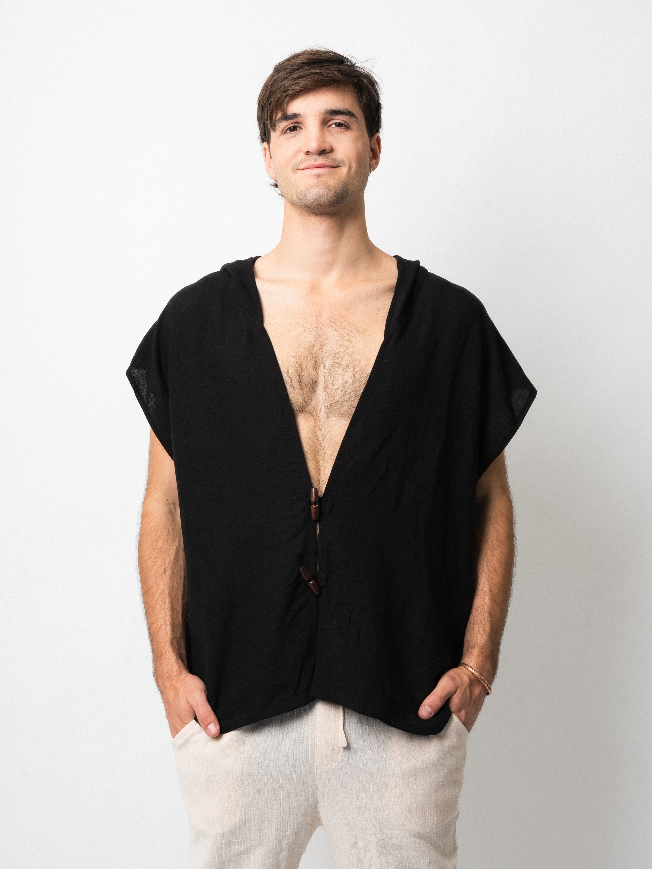 Black Pangea Hooded Top