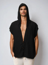 Black Pangea Hooded Top