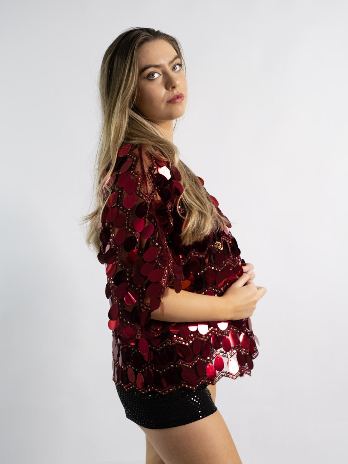 Wine Sequin Kimono