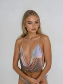 Rose Chainmail Halter Midi