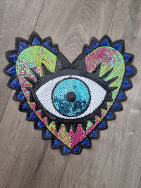 Blue Heart Evil Eye Patch