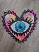 Pink Heart Evil Eye Patch