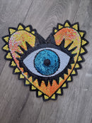 Orange Heart Evil Eye Patch