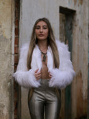 White Crop Fur Jacket
