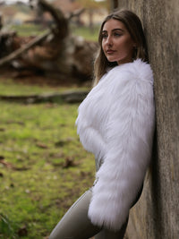 White Crop Fur Jacket