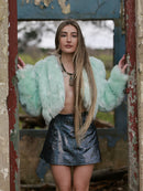Mint Crop Fur Jacket