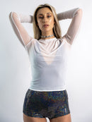 White Mesh Long Sleeve