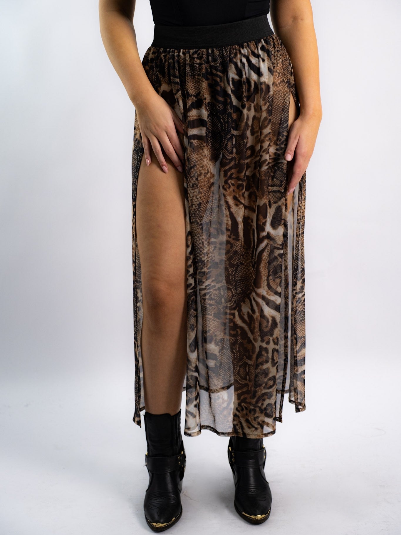 Leopard Mesh Skirt