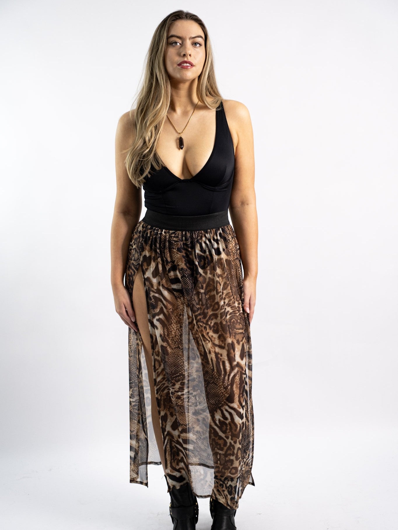 Leopard Mesh Skirt