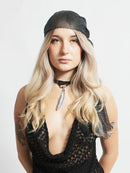 Silver feather Black Suede choker