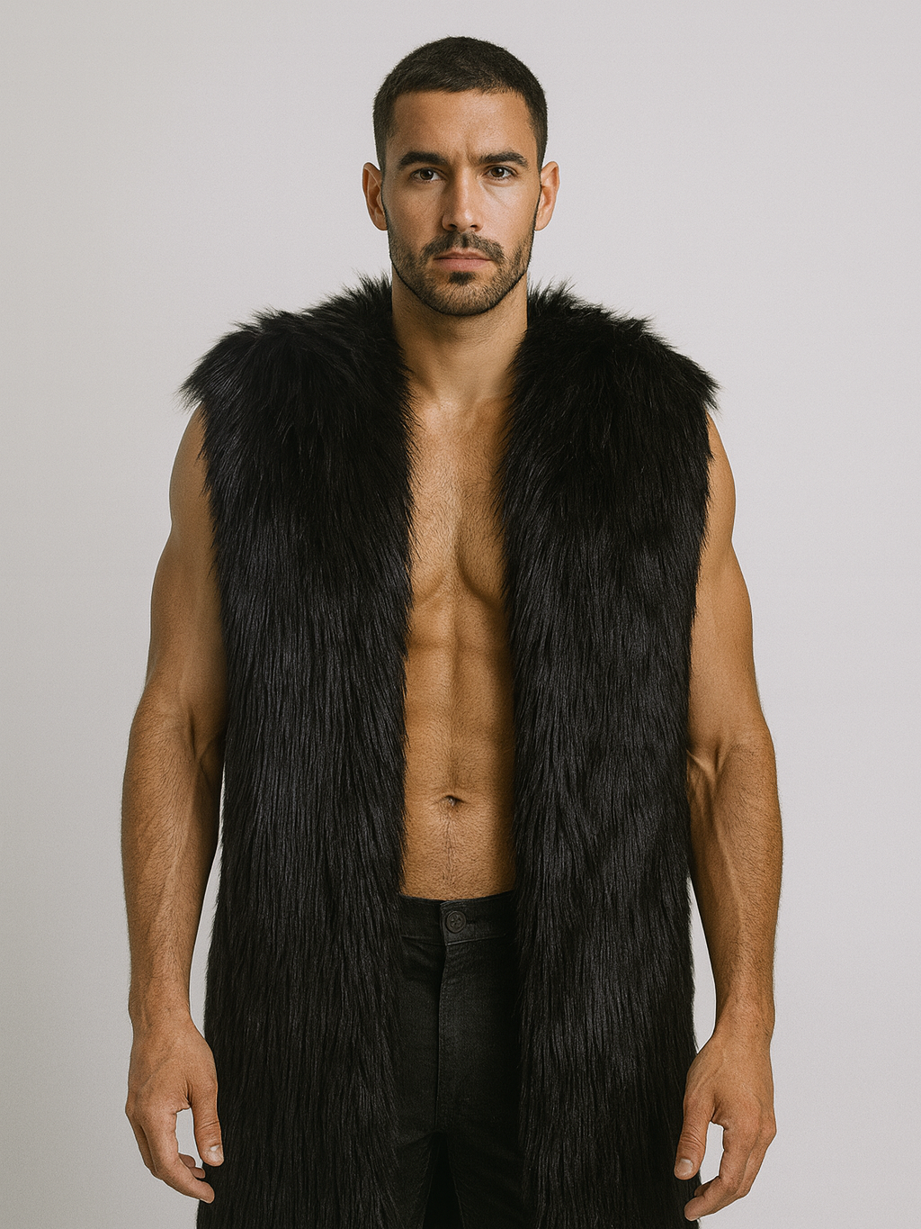 Black Fur Waist Coat