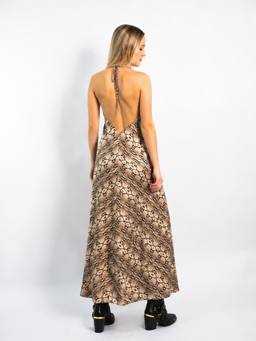 Snake Satin Maxi Dress