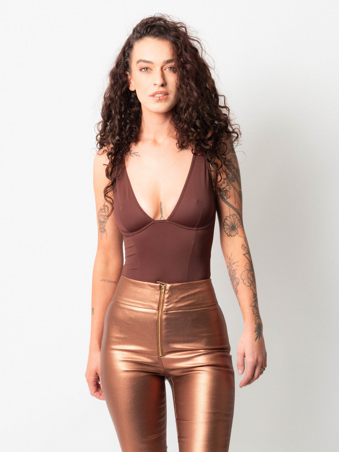 Brown G-string Bodysuit