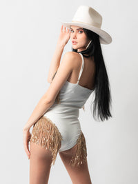 Gold White Shimmy Bodysuit