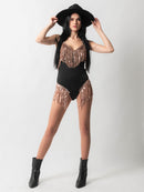 Bronze Black Shimmy Bodysuit