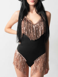 Bronze Black Shimmy Bodysuit