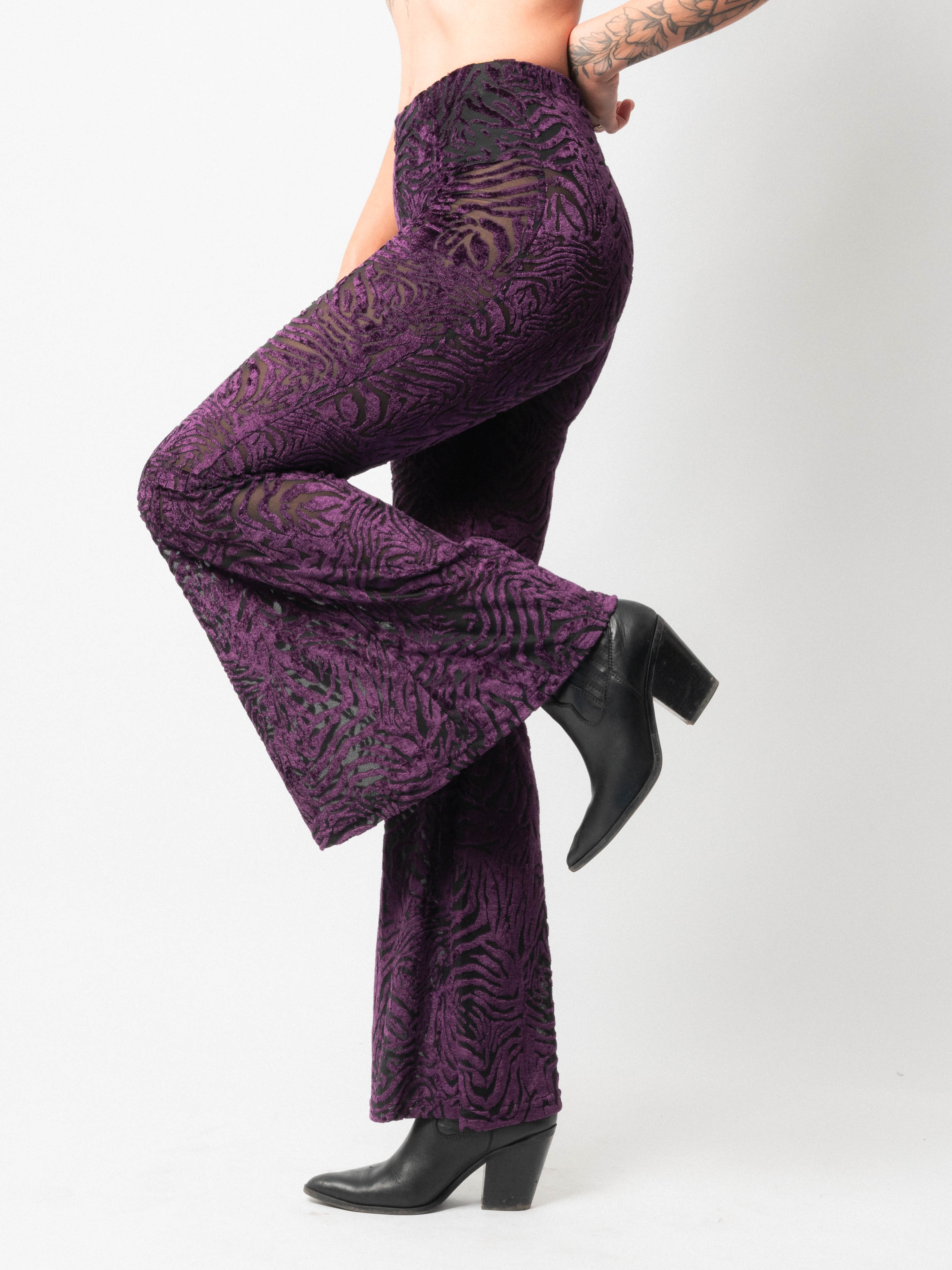 Purple Sheer Velvet Bell Bottoms