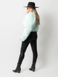 Mint Crop Fur Jacket