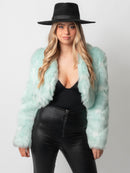 Mint Crop Fur Jacket