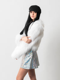 White Crop Fur Jacket