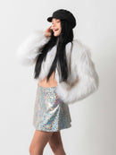 White Crop Fur Jacket
