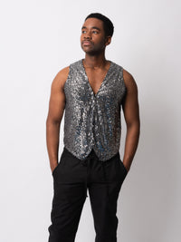Silver Sequin Waistcoat