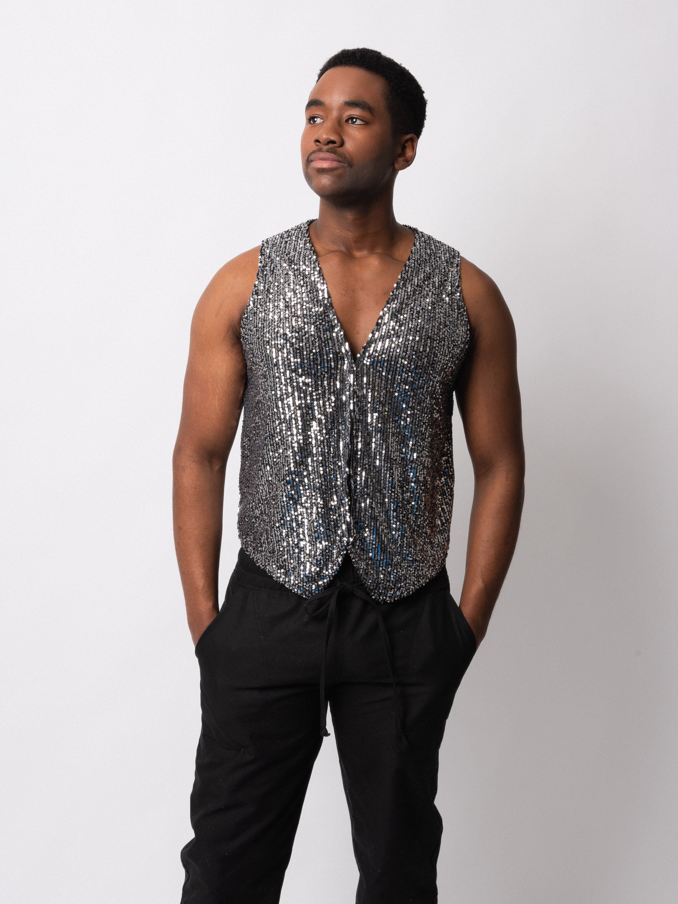 Silver Sequin Waistcoat