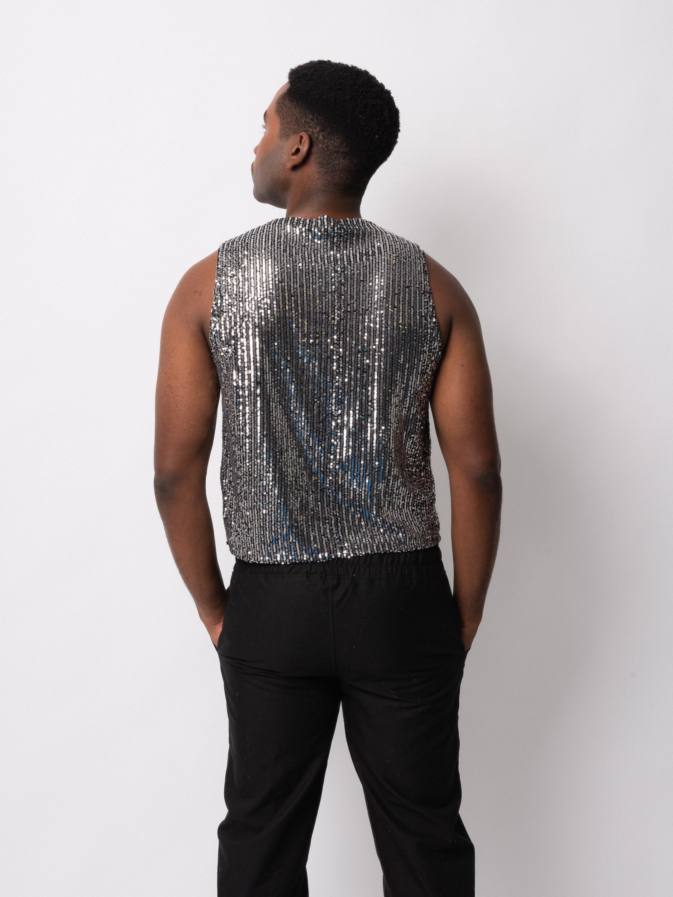 Silver Sequin Waistcoat