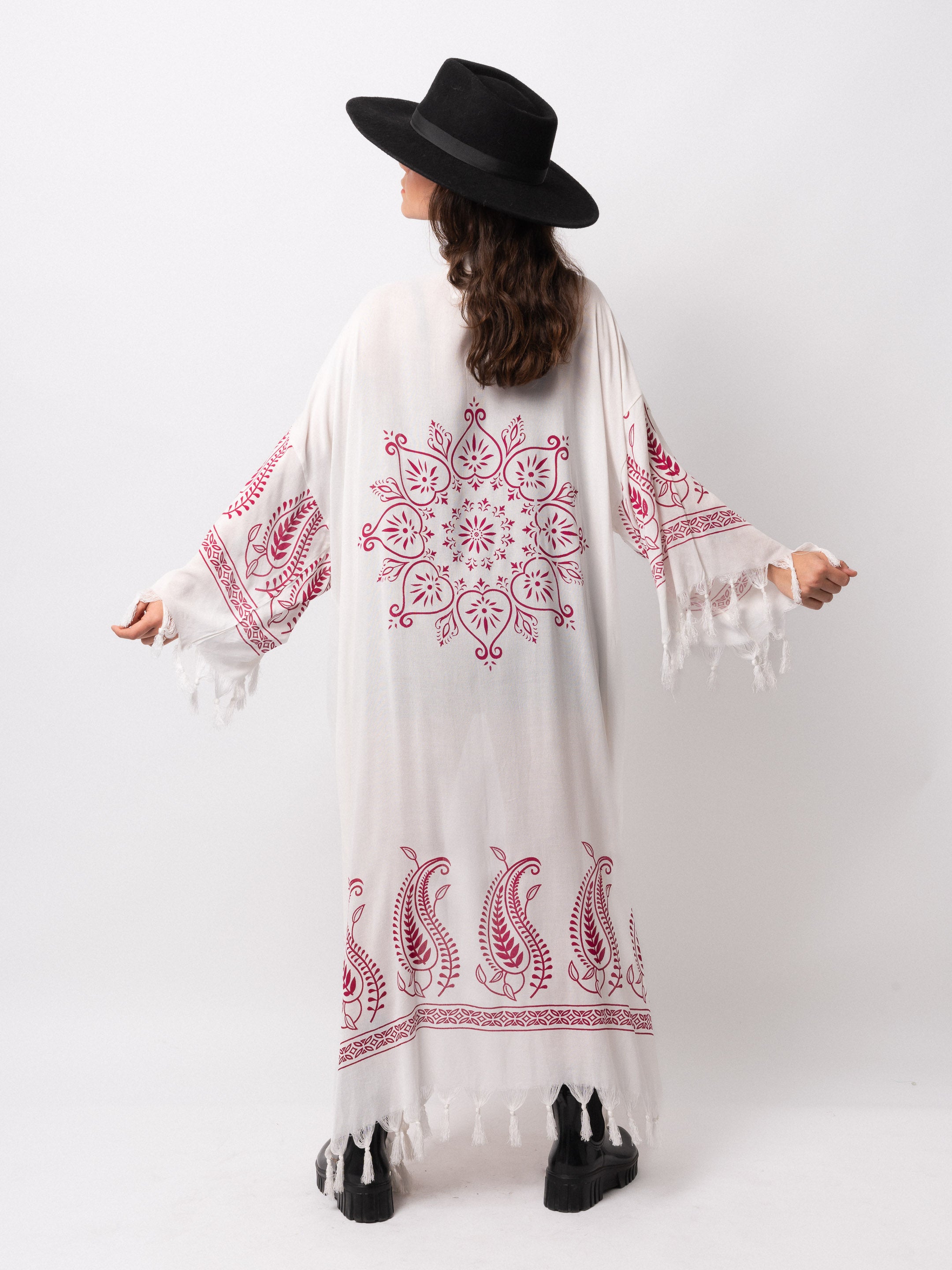 Pink Bamboo Print Kimono