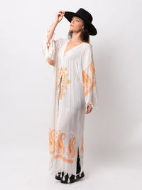 Orange Bamboo Printed Kimono