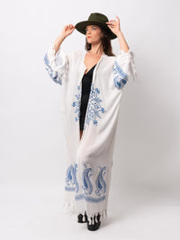 Blue Bamboo Print Kimono