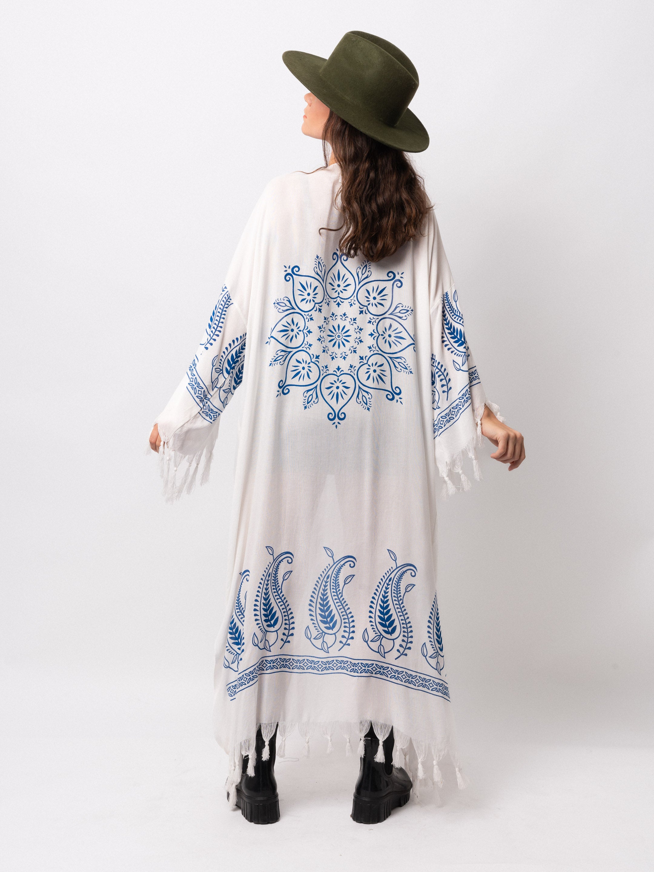 Blue Bamboo Print Kimono