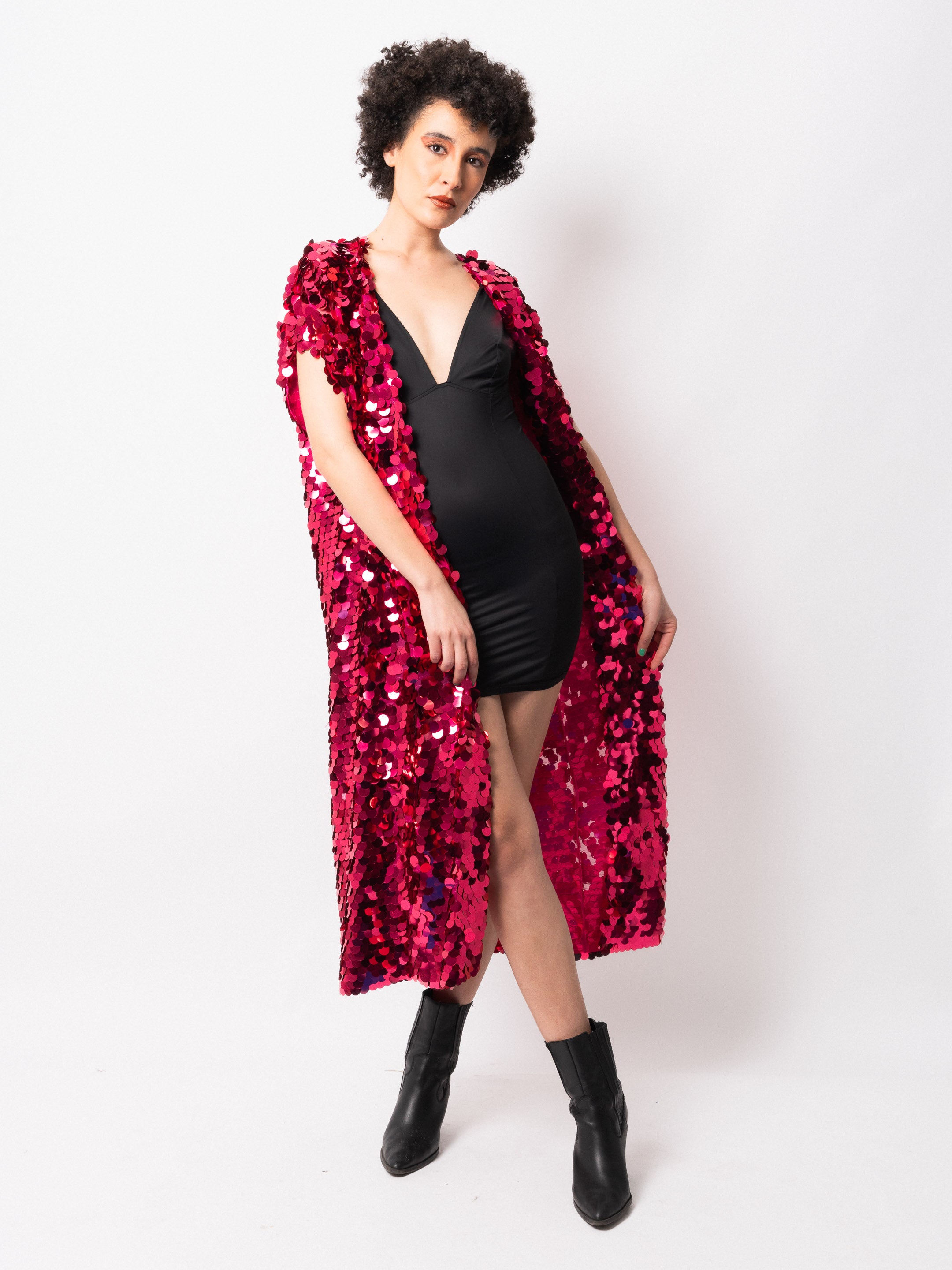 Pink Maxi Sequin Kimono