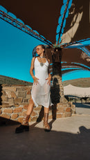 White Wolfkop Maxi Dress