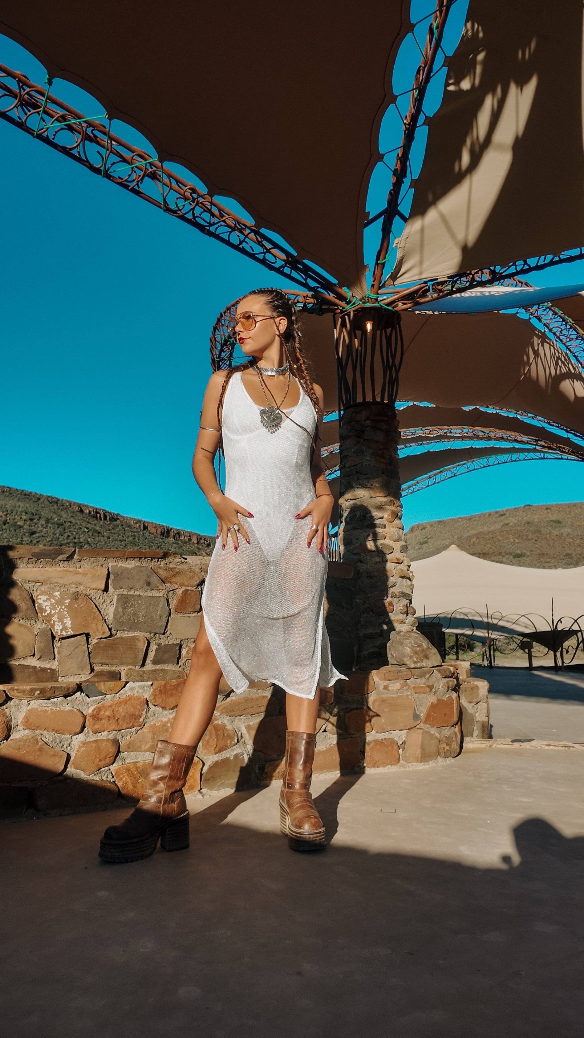 White Wolfkop Maxi Dress