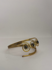 3 SPIRAL LABRODITE GOLD ARM CUFF