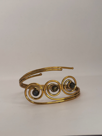 3 SPIRAL LABRODITE GOLD ARM CUFF