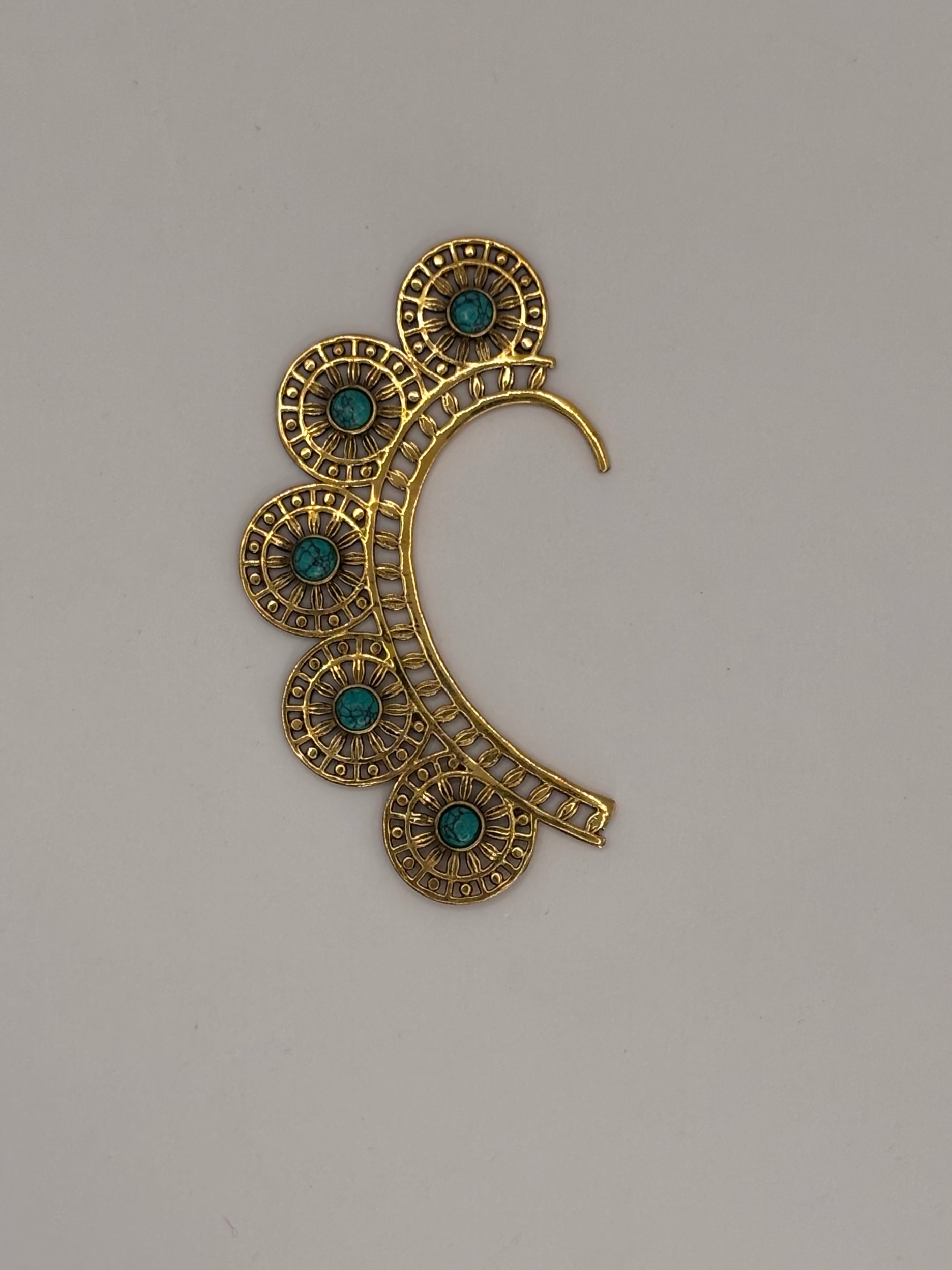 Turquoise Circular Gold Ear Cuff