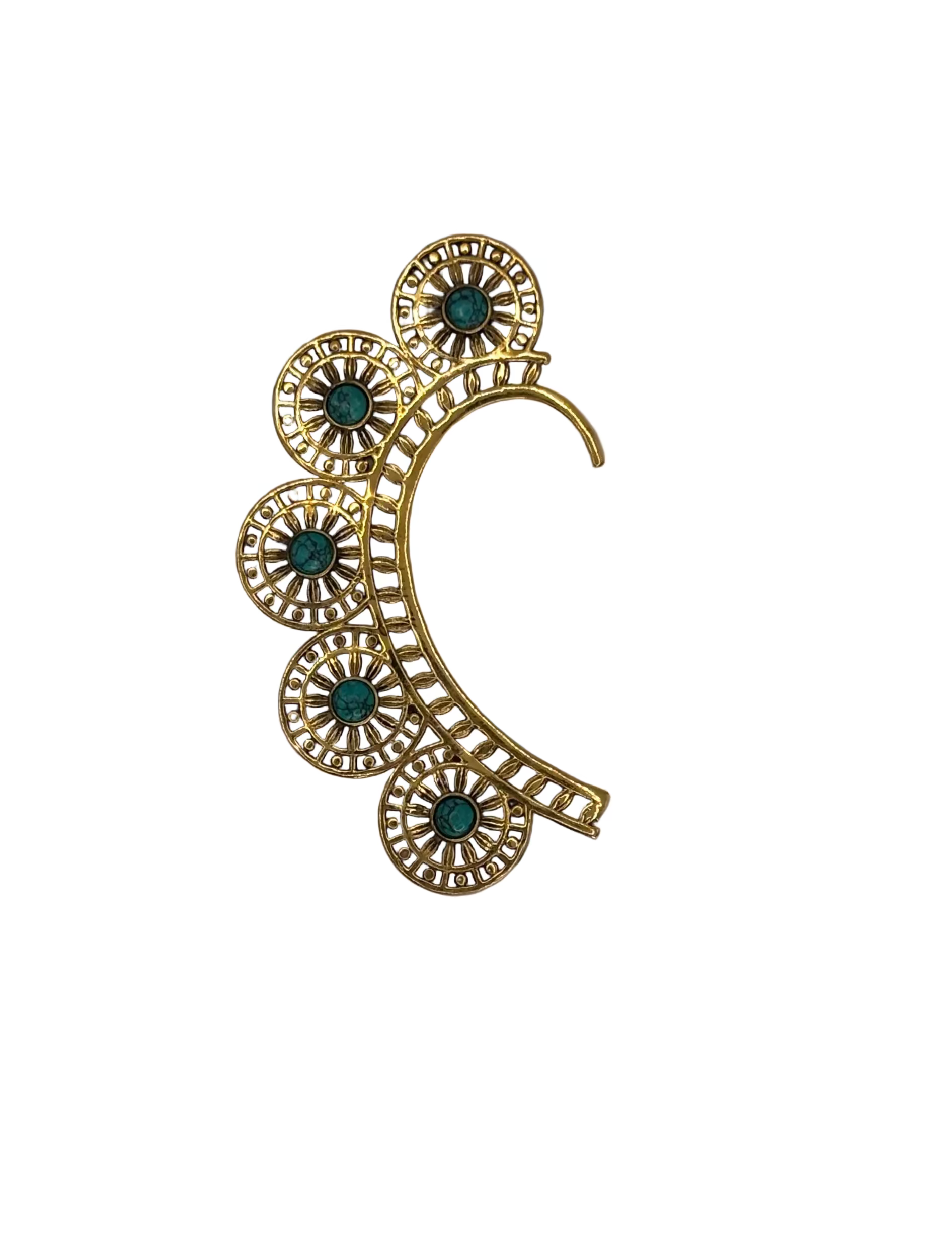 Turquoise Circular Gold Ear Cuff