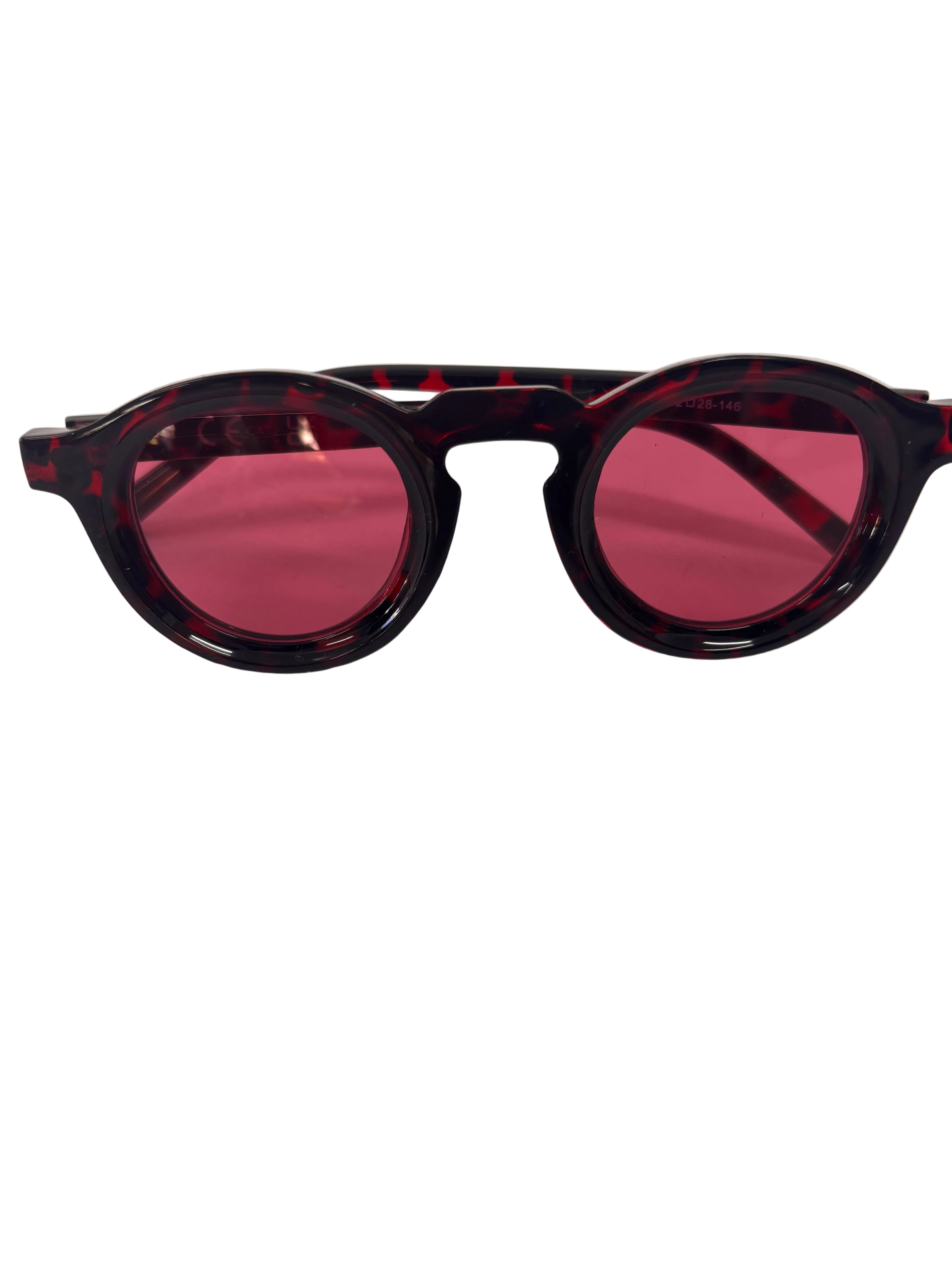 Red cheetah pink red frame sunglasses