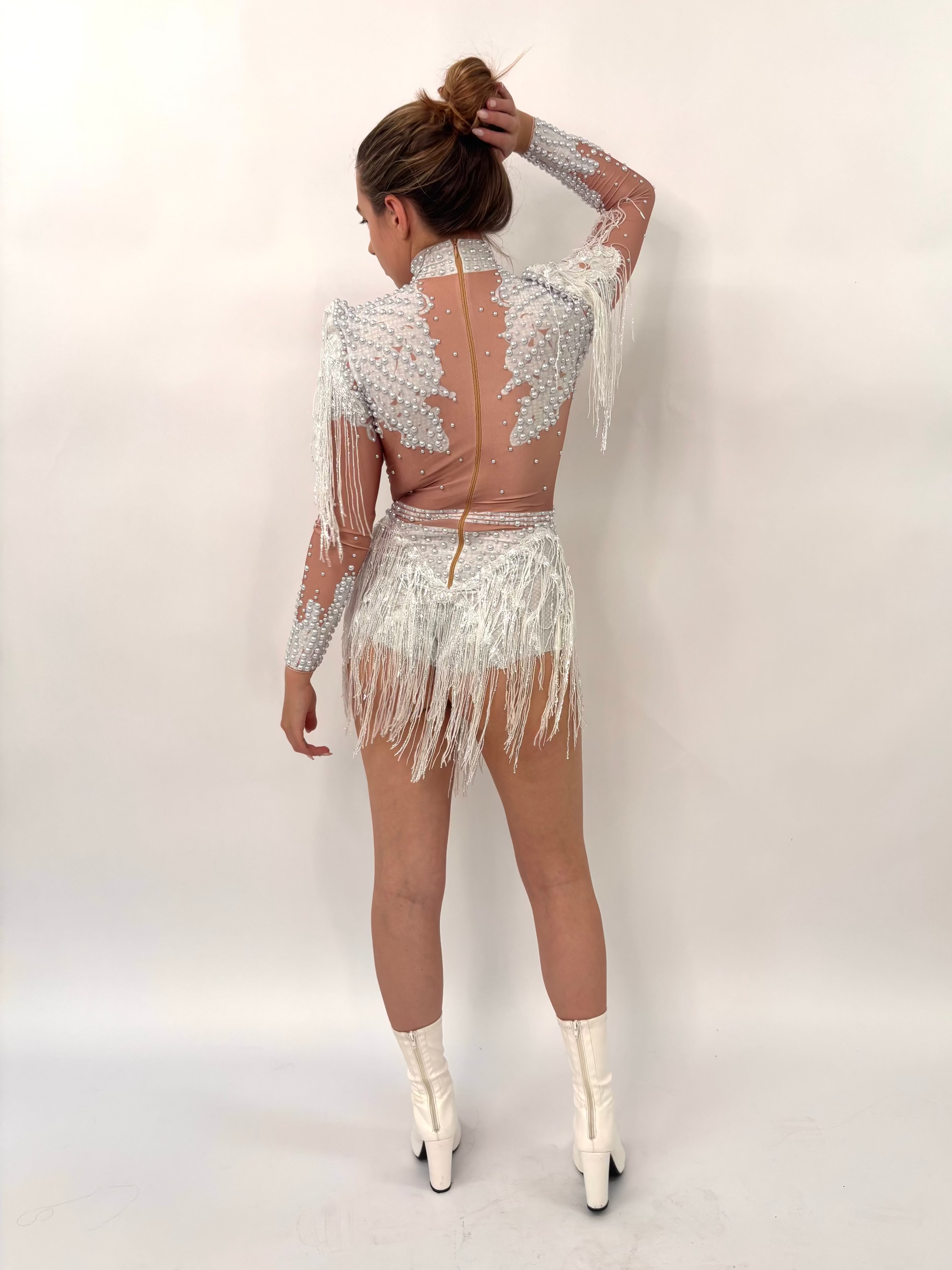 White Pearl Tassel Bodysuit