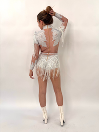 White Pearl Tassel Bodysuit