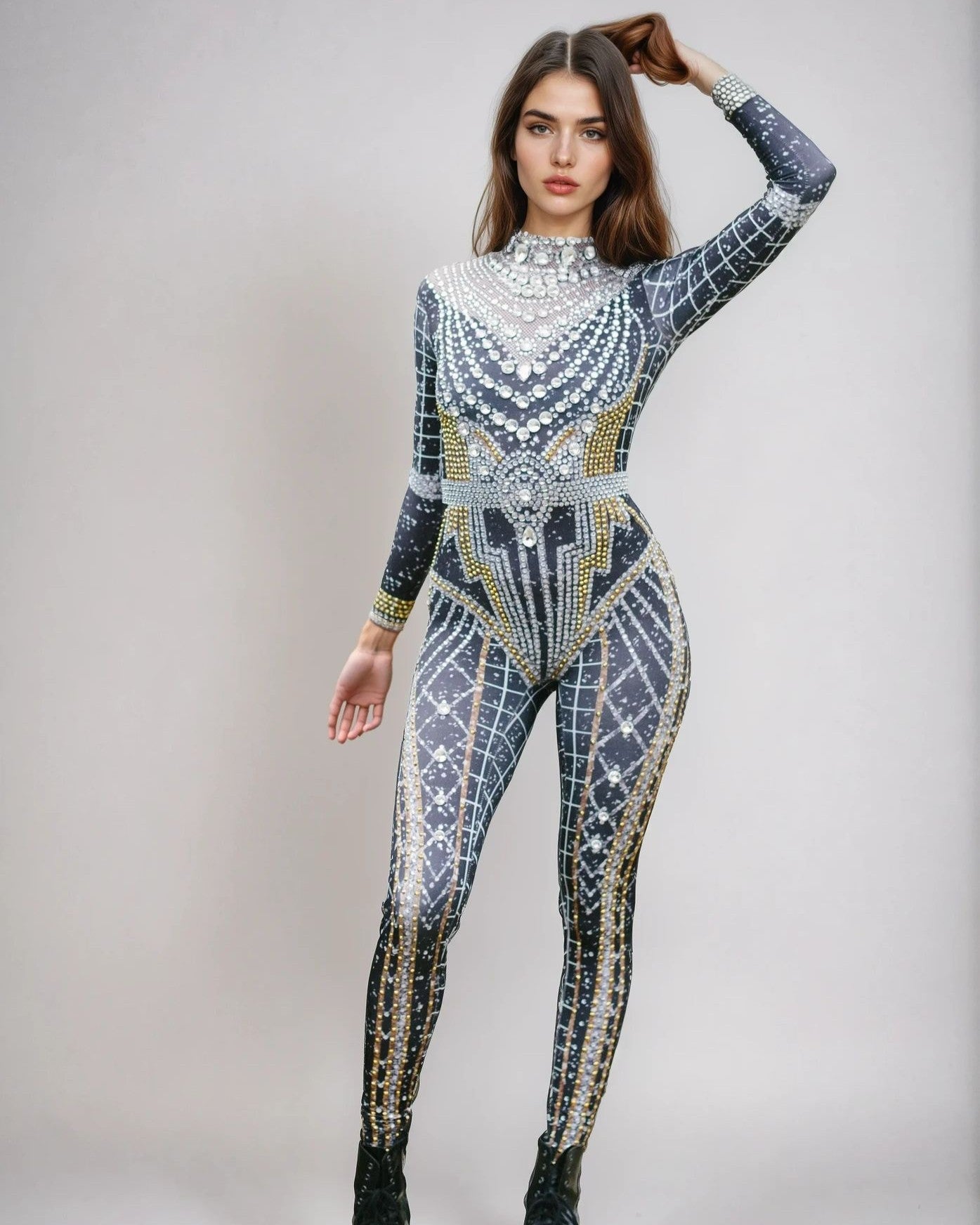Military Rhinestone Jumpsuit