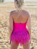 Pink Fringe Bodysuit
