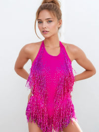 Pink Fringe Bodysuit