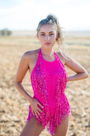 Pink Fringe Bodysuit