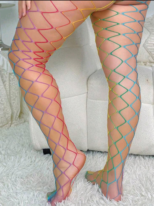 Rainbow Fishnet Stockings
